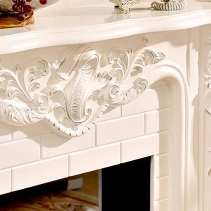 Traditional European Square Rubberwood Solid Wood Medium-Density Fiberboard Mantel For Living Room