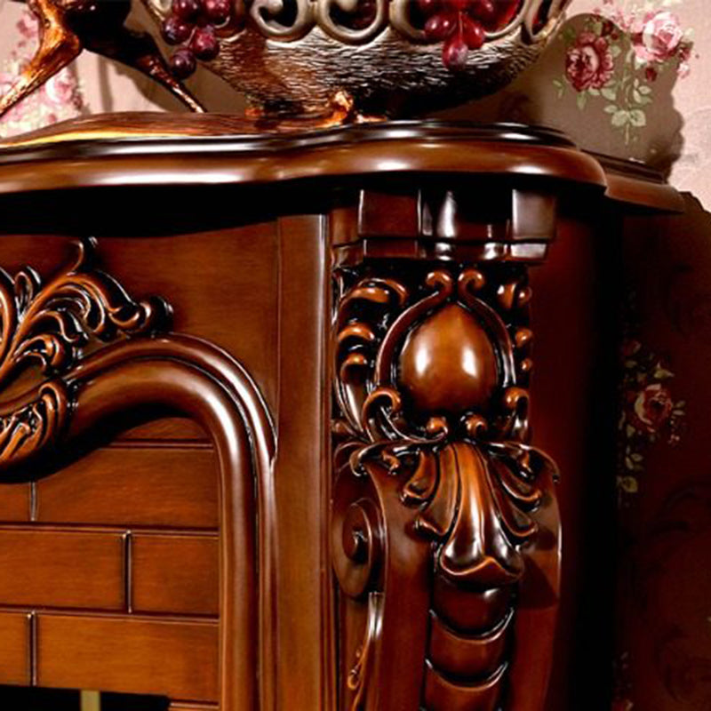 Traditional European Square Rubberwood Solid Wood Medium-Density Fiberboard Mantel For Living Room