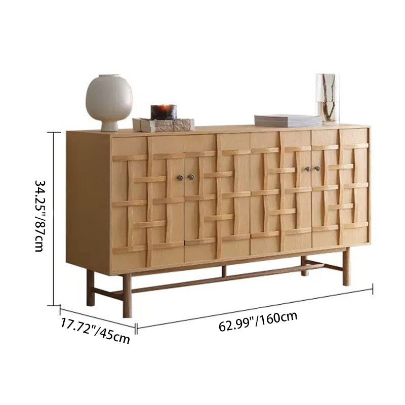 Traditional Japanese Rectangular Solid Pine Wood Multi-Layer Solid Wood Panel Storage Cabinet 2-Cabinet For Living Room & Bedroom