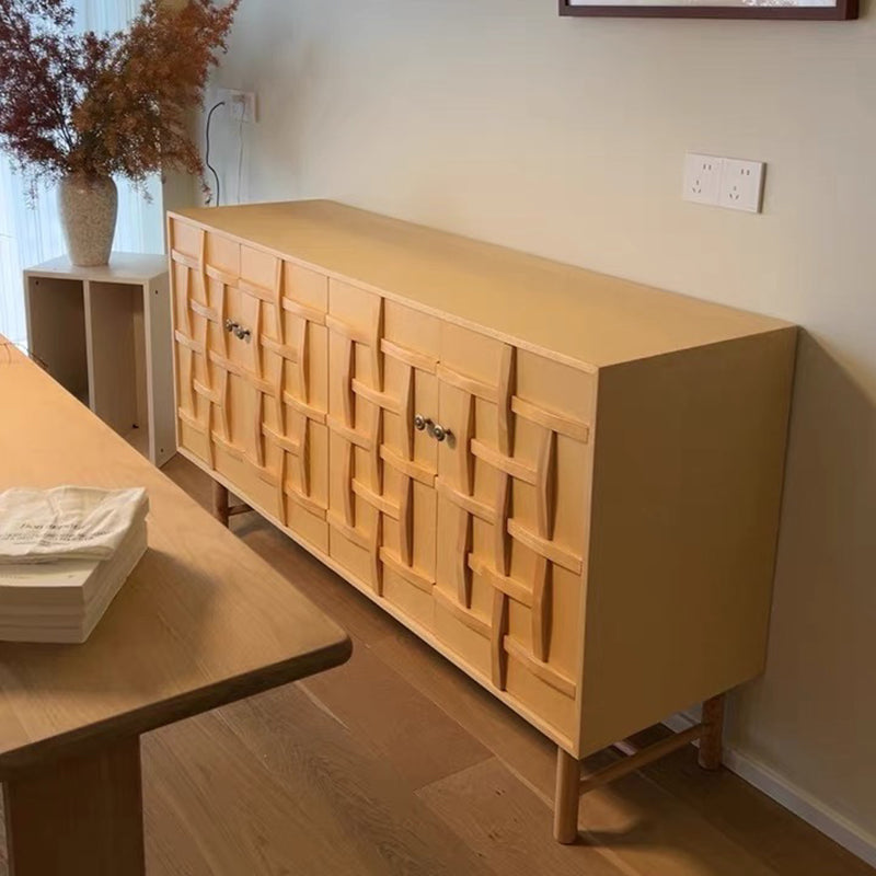 Traditional Japanese Rectangular Solid Pine Wood Multi-Layer Solid Wood Panel Storage Cabinet 2-Cabinet For Living Room & Bedroom