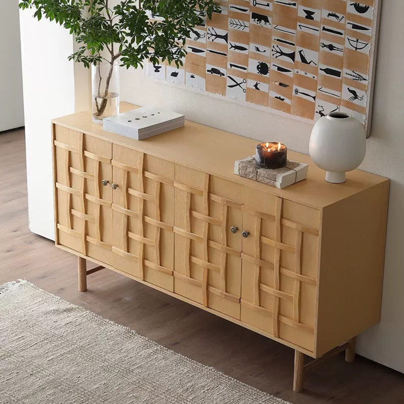 Traditional Japanese Rectangular Solid Pine Wood Multi-Layer Solid Wood Panel Storage Cabinet 2-Cabinet For Living Room & Bedroom