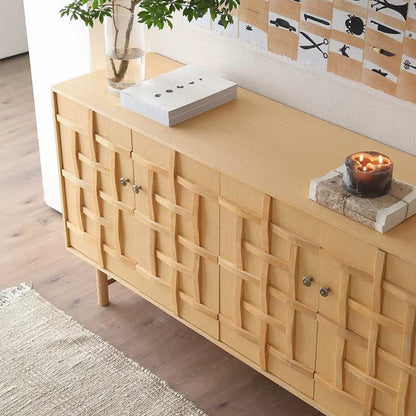 Traditional Japanese Rectangular Solid Pine Wood Multi-Layer Solid Wood Panel Storage Cabinet 2-Cabinet For Living Room & Bedroom