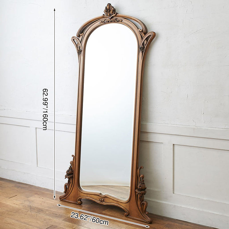 Traditional European Rectangular Medium-Density Fiberboard Silver Mirror Carved Full-Length Mirror For Living Room