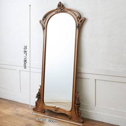 Traditional European Rectangular Medium-Density Fiberboard Silver Mirror Carved Full-Length Mirror For Living Room