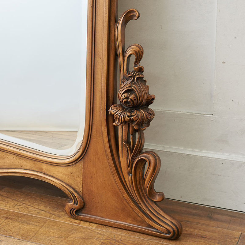 Traditional European Rectangular Medium-Density Fiberboard Silver Mirror Carved Full-Length Mirror For Living Room