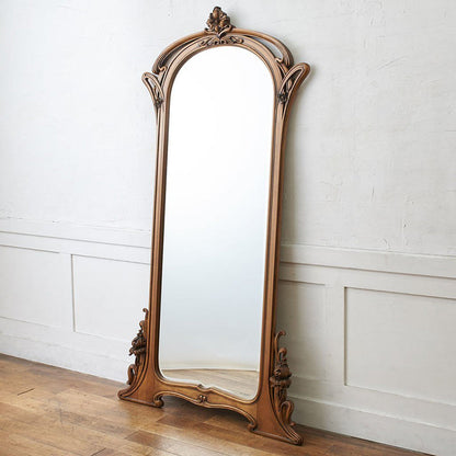Traditional European Rectangular Medium-Density Fiberboard Silver Mirror Carved Full-Length Mirror For Living Room