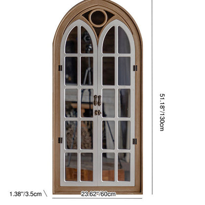 Traditional Farmhouse Rectangular Cedar Medium-Density Fiberboard Glass Decorative Full-Length Mirror For Living Room & Entryways