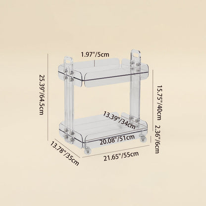 Contemporary Scandinavian Rectangular PC Movable Storage Shelf Side Table 2-Tier For Living Room