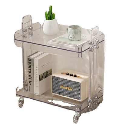 Contemporary Scandinavian Rectangular PC Movable Storage Shelf Side Table 2-Tier For Living Room