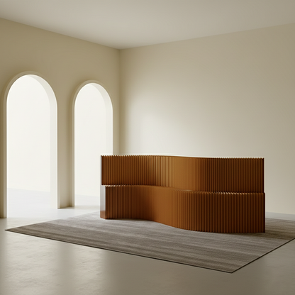 Modern Art Deco Rectangular Curved Kraft Paper Acrylic Foldable Room Divider For Living Room