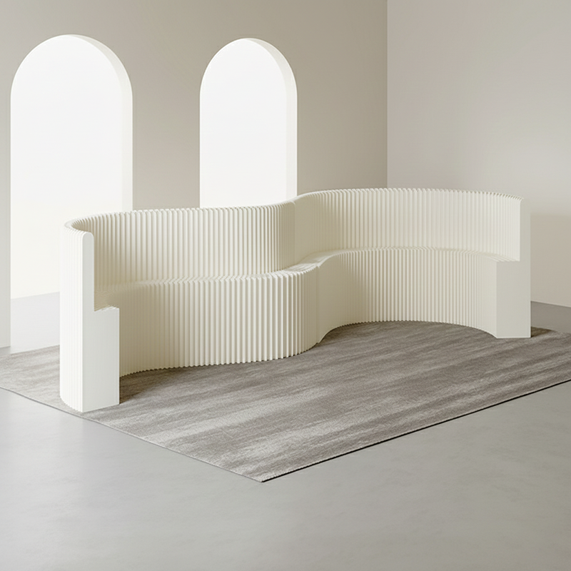 Modern Art Deco Rectangular Curved Kraft Paper Acrylic Foldable Room Divider For Living Room