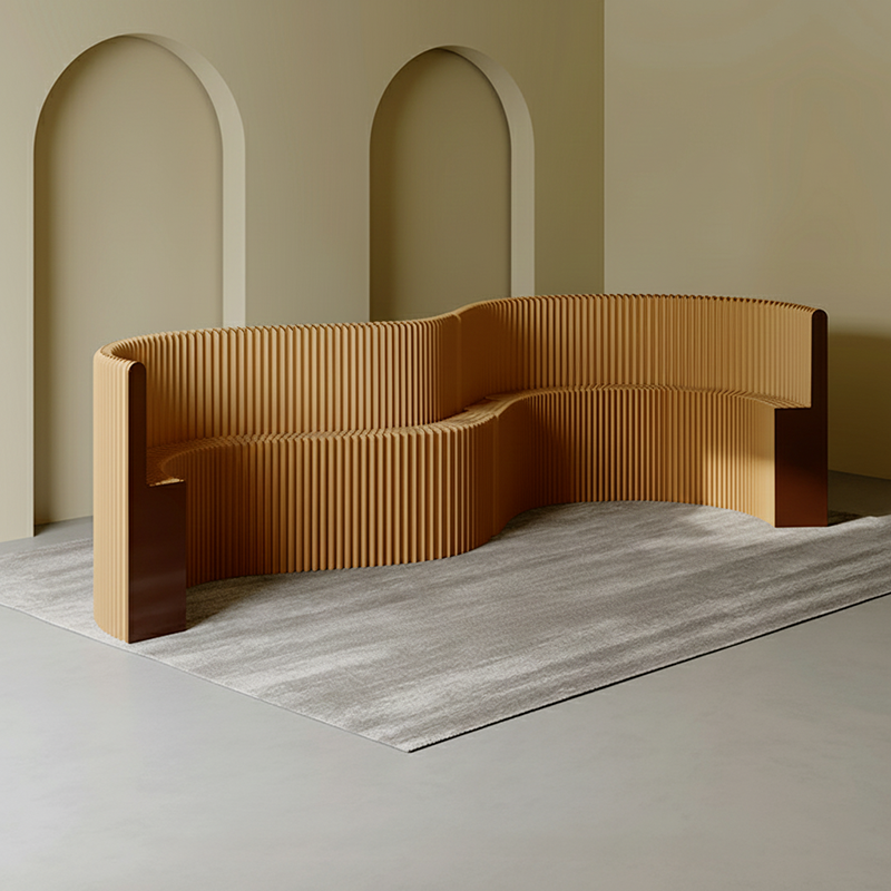 Modern Art Deco Rectangular Curved Kraft Paper Acrylic Foldable Room Divider For Living Room