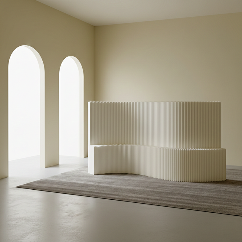 Modern Art Deco Rectangular Curved Kraft Paper Acrylic Foldable Room Divider For Living Room