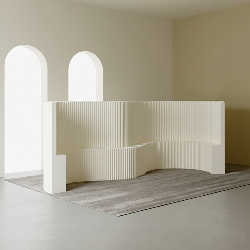 Modern Art Deco Rectangular Curved Kraft Paper Acrylic Foldable Room Divider For Living Room