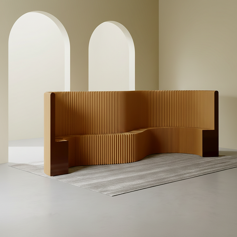 Modern Art Deco Rectangular Curved Kraft Paper Acrylic Foldable Room Divider For Living Room