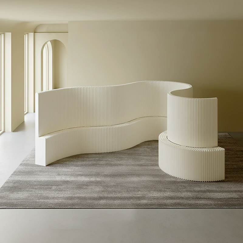 Modern Art Deco Rectangular Curved Kraft Paper Acrylic Foldable Room Divider For Living Room