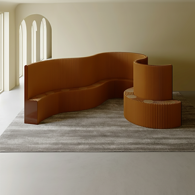 Modern Art Deco Rectangular Curved Kraft Paper Acrylic Foldable Room Divider For Living Room