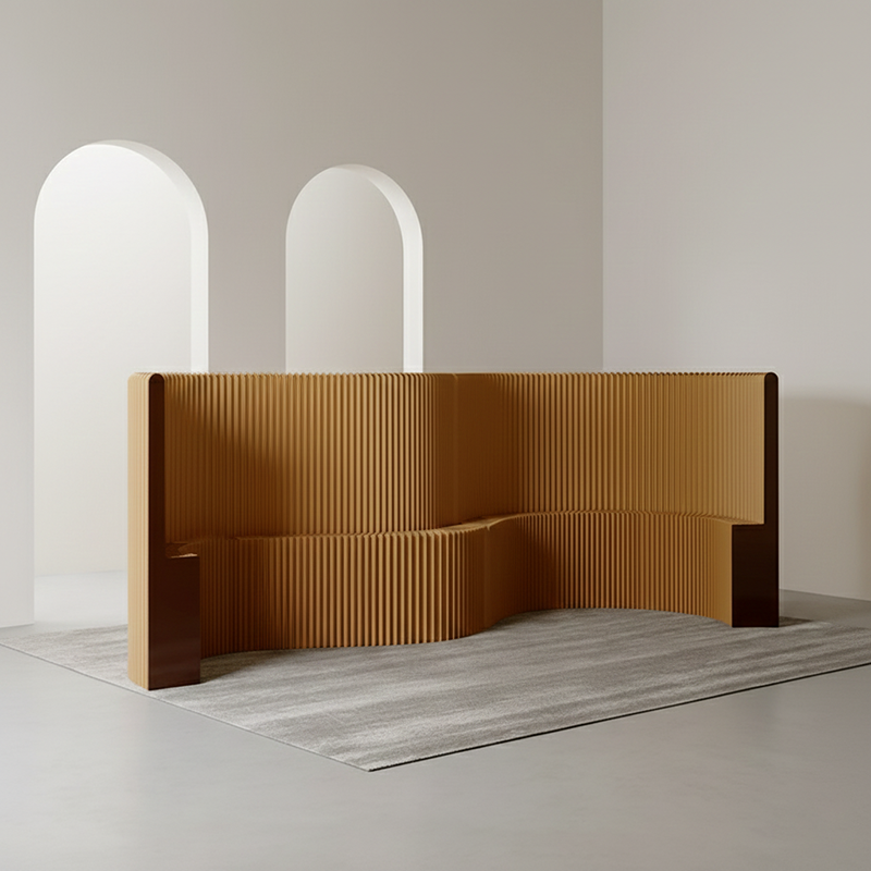 Modern Art Deco Rectangular Curved Kraft Paper Acrylic Foldable Room Divider For Living Room