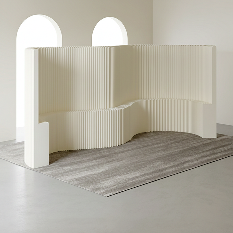 Modern Art Deco Rectangular Curved Kraft Paper Acrylic Foldable Room Divider For Living Room