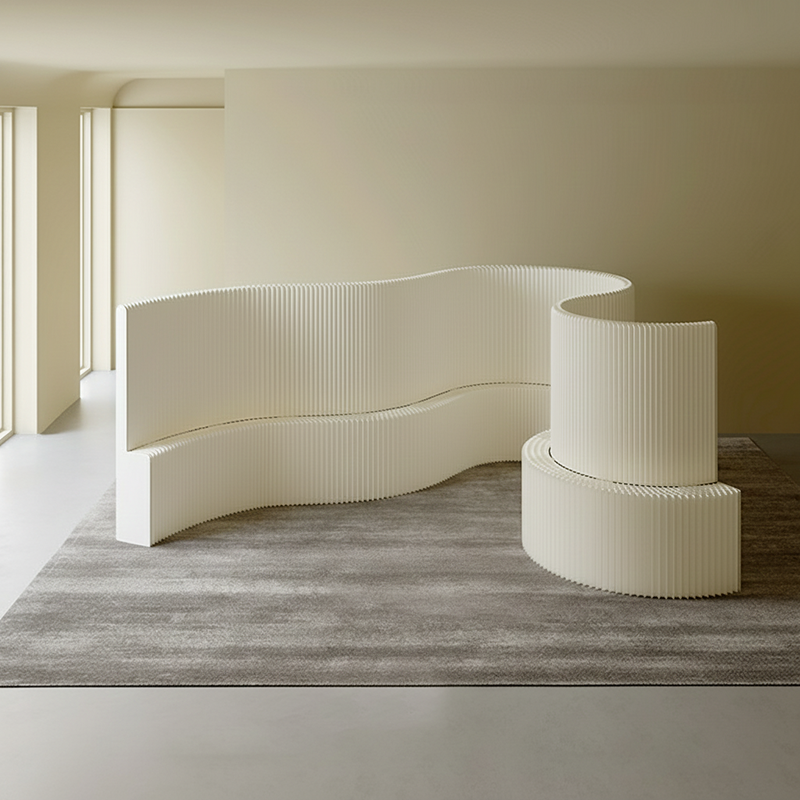 Modern Art Deco Rectangular Curved Kraft Paper Acrylic Foldable Room Divider For Living Room