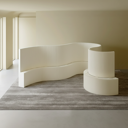 Modern Art Deco Rectangular Curved Kraft Paper Acrylic Foldable Room Divider For Living Room