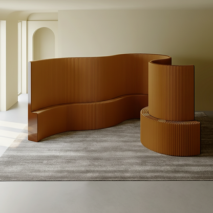 Modern Art Deco Rectangular Curved Kraft Paper Acrylic Foldable Room Divider For Living Room