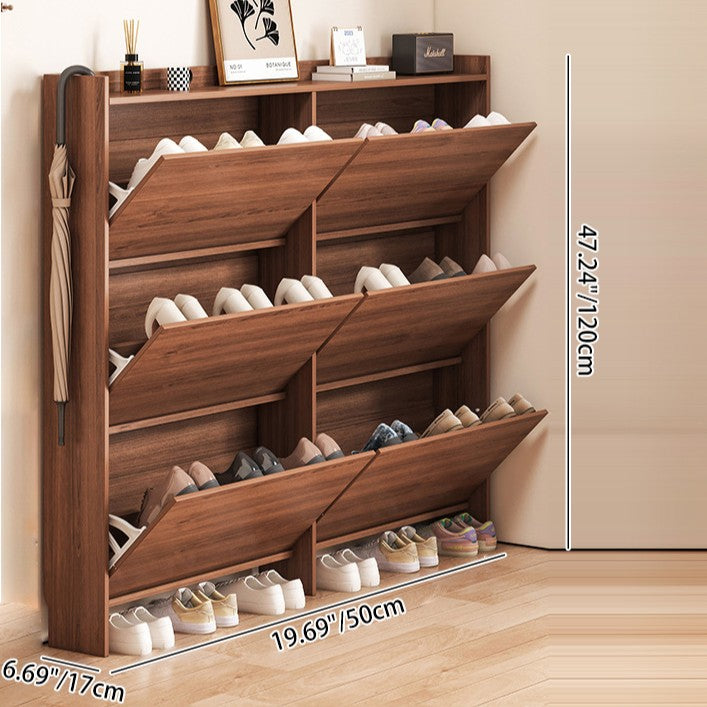 Traditional Vintage Rectangular Medium-Density Fiberboard Shoe Storage 3-Tier For Entryways