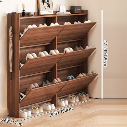 Traditional Vintage Rectangular Medium-Density Fiberboard Shoe Storage 3-Tier For Entryways