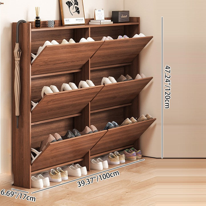 Traditional Vintage Rectangular Medium-Density Fiberboard Shoe Storage 3-Tier For Entryways