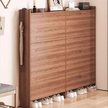 Traditional Vintage Rectangular Medium-Density Fiberboard Shoe Storage 3-Tier For Entryways