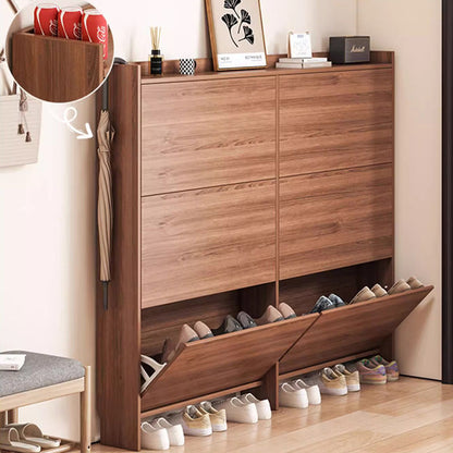 Traditional Vintage Rectangular Medium-Density Fiberboard Shoe Storage 3-Tier For Entryways