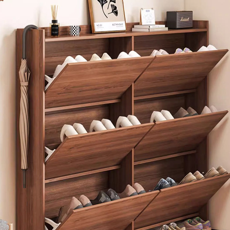 Traditional Vintage Rectangular Medium-Density Fiberboard Shoe Storage 3-Tier For Entryways