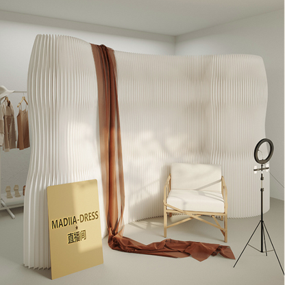 Modern Art Deco Rectangular Curved Kraft Paper Acrylic Foldable Room Divider For Living Room