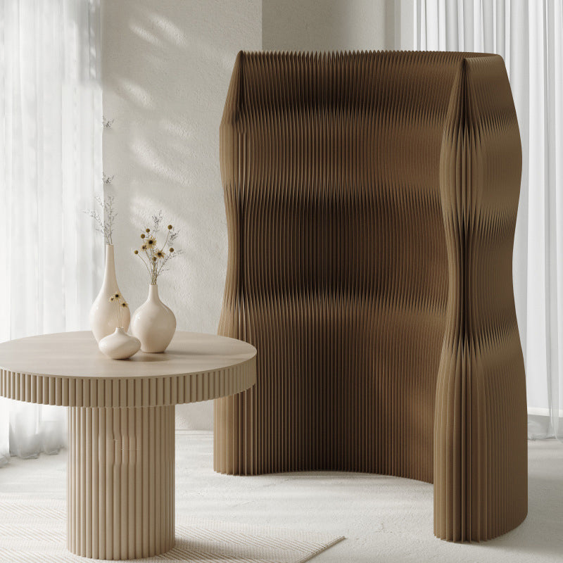 Modern Art Deco Rectangular Curved Kraft Paper Acrylic Foldable Room Divider For Living Room