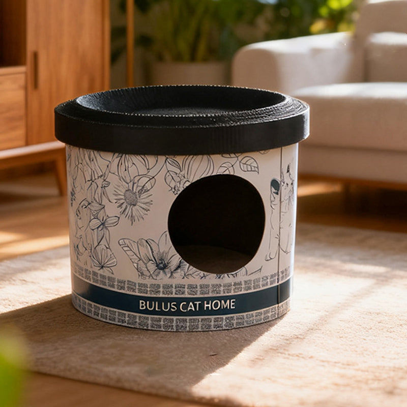 Contemporary Creative Round Cardboard Corrugated Cat Bed 1/2-Tier For Bedroom & Living Room