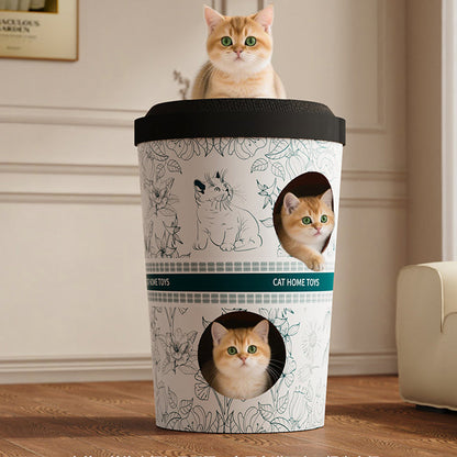 Contemporary Creative Round Cardboard Corrugated Cat Bed 1/2-Tier For Bedroom & Living Room