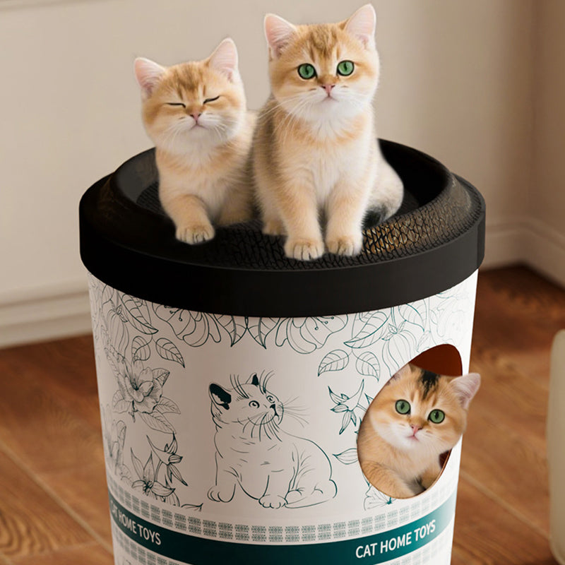 Contemporary Creative Round Cardboard Corrugated Cat Bed 1/2-Tier For Bedroom & Living Room