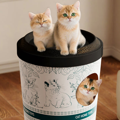 Contemporary Creative Round Cardboard Corrugated Cat Bed 1/2-Tier For Bedroom & Living Room