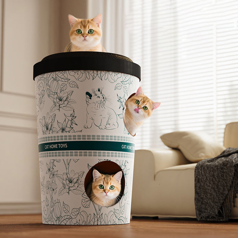 Contemporary Creative Round Cardboard Corrugated Cat Bed 1/2-Tier For Bedroom & Living Room