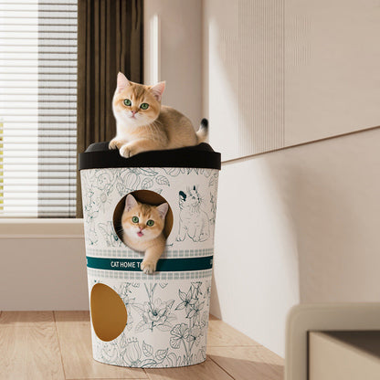 Contemporary Creative Round Cardboard Corrugated Cat Bed 1/2-Tier For Bedroom & Living Room