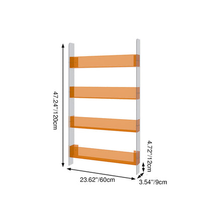 Modern Minimalist Rectangular Slim Acrylic Storage Shelf Bookshelf 4/5-Tier For Living Room