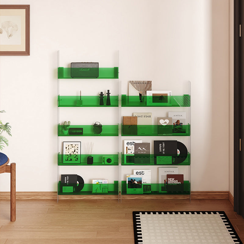 Modern Minimalist Rectangular Slim Acrylic Storage Shelf Bookshelf 4/5-Tier For Living Room