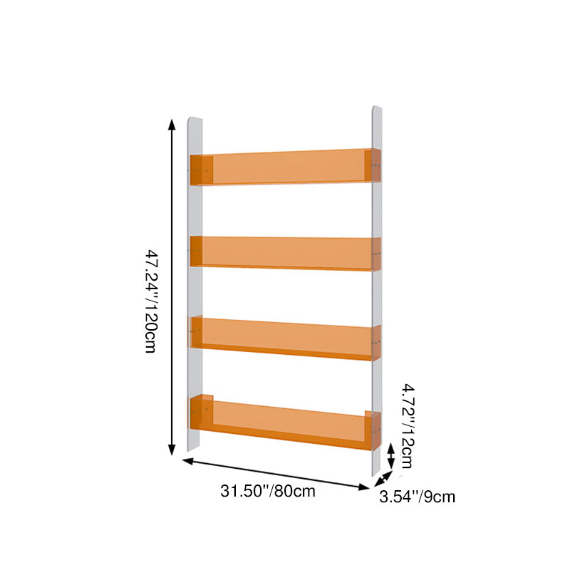 Modern Minimalist Rectangular Slim Acrylic Storage Shelf Bookshelf 4/5-Tier For Living Room