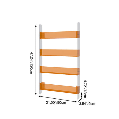 Modern Minimalist Rectangular Slim Acrylic Storage Shelf Bookshelf 4/5-Tier For Living Room