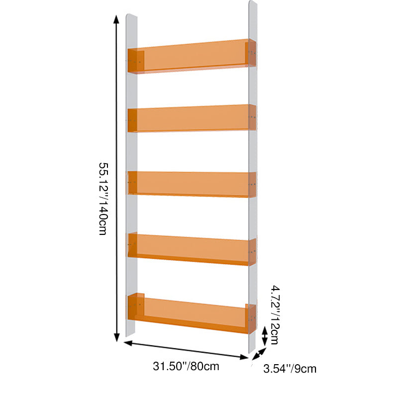 Modern Minimalist Rectangular Slim Acrylic Storage Shelf Bookshelf 4/5-Tier For Living Room