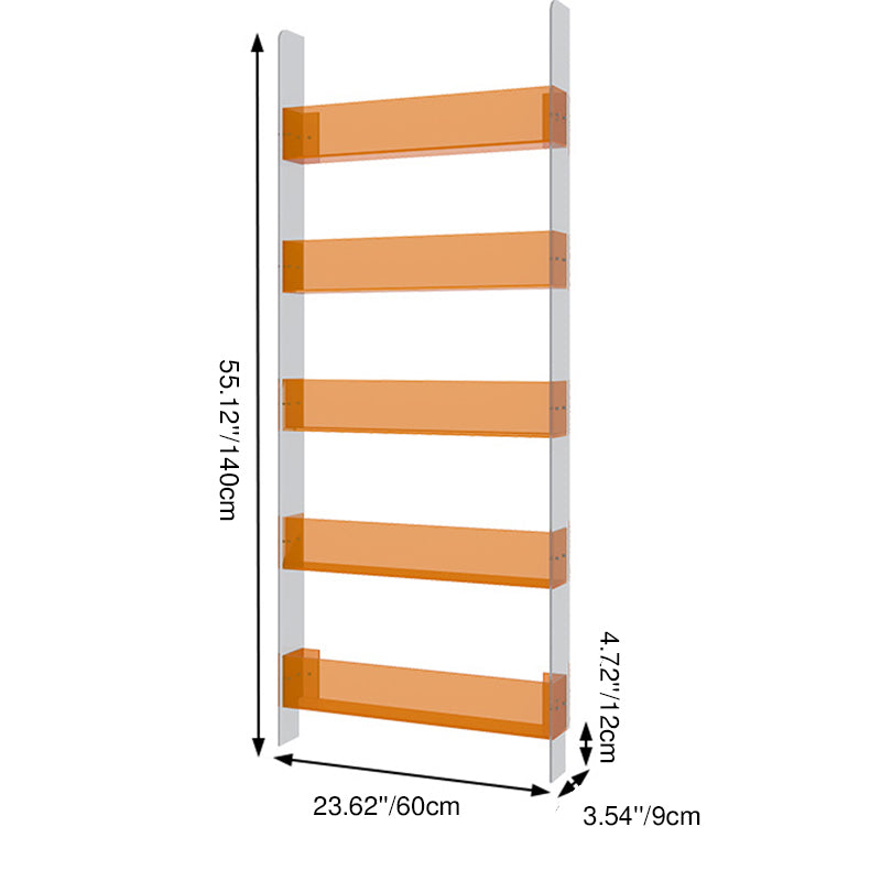 Modern Minimalist Rectangular Slim Acrylic Storage Shelf Bookshelf 4/5-Tier For Living Room