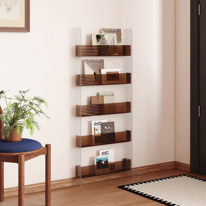 Modern Minimalist Rectangular Slim Acrylic Storage Shelf Bookshelf 4/5-Tier For Living Room