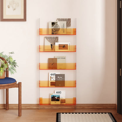 Modern Minimalist Rectangular Slim Acrylic Storage Shelf Bookshelf 4/5-Tier For Living Room