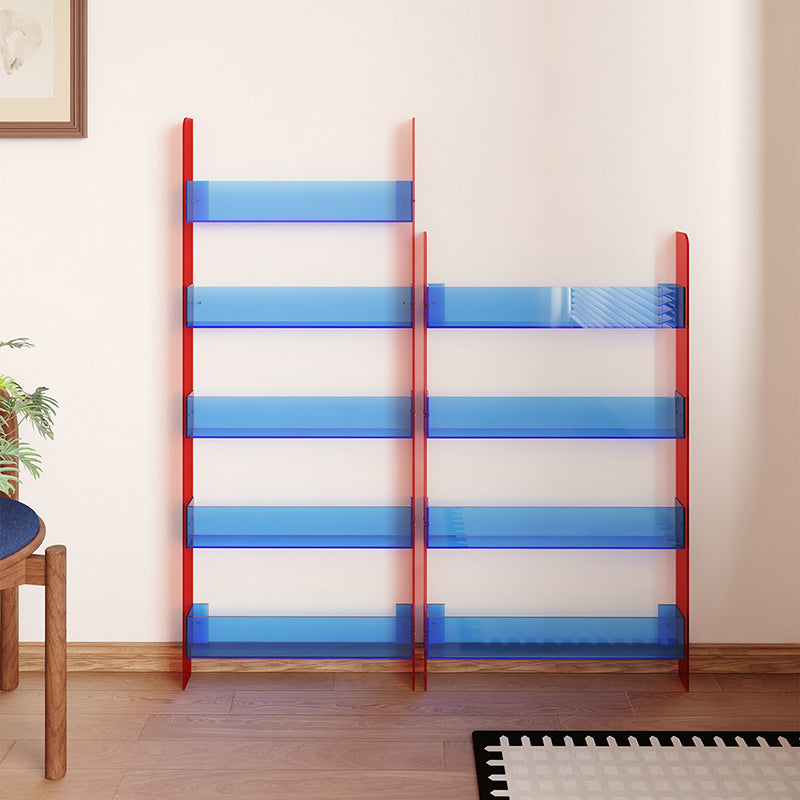 Modern Minimalist Rectangular Slim Acrylic Storage Shelf Bookshelf 4/5-Tier For Living Room