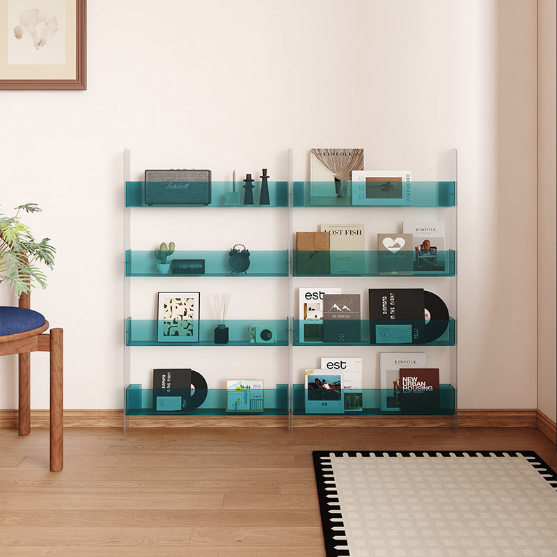 Modern Minimalist Rectangular Slim Acrylic Storage Shelf Bookshelf 4/5-Tier For Living Room
